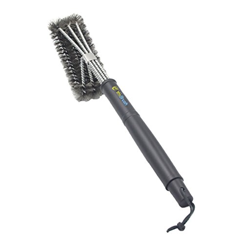 Verus grillborstel 18" driehoek metalen BBQ grillreinigingsborstel 3-tak roestvrij staal barbecue-haren reiniger voor eenvoudiger en effectiever reinigen