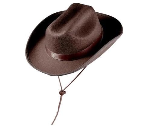 FeMereina Kids Girls Boys Cowboy Hats Wide Brim Western Cowgirl Hat with Adjustable Strap, Costume Accessories (dark brown, ONE SIZE)