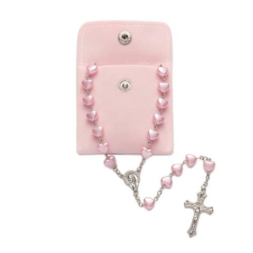 Rosary Beads Catholic for Women - Rosary Nceklcae, Heart Rosary With Pink Button Bag, Exquisite Gifts for Women - Main Image