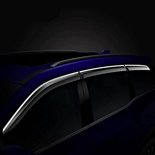 Image of Seltos Side Door Visor Car Rain Guard Compatible with Kia Seltos (Year 2025 Onwards) All Model - Chrome Lined Rear Window Wind Deflectors, Polycarbonate, Smoke, Set of 6 Pcs