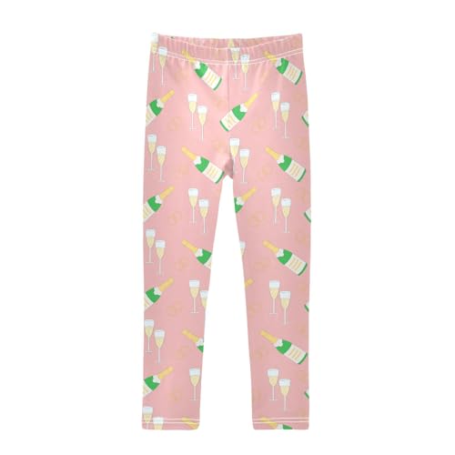 CaTaKu Girls Leggings Champagne Bottles Cocktail Leggings for Girls Kids Athletic Workout Yoga Pants Size 4-10T