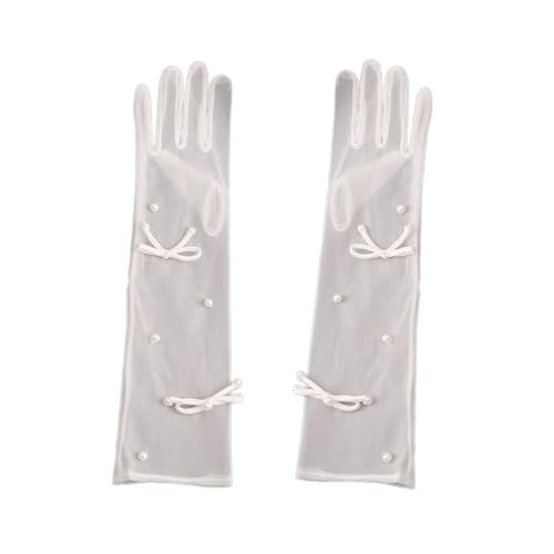 Evening Banquet Lace Gloves Pearls Accessory Short Gloves for Operas Flapper Ladies Theme Prom Costume for Bridal Wear