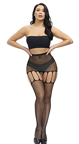 Image of Womens Suspender Pantyhose High Waist Fishnet Tights Fishnet Stockings Thigh High Stockings
