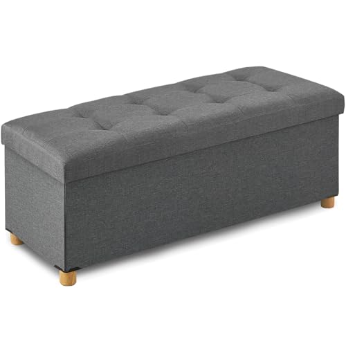 Image of BRIAN & DANY 43 Inches Folding Storage Ottoman Bench, Ottoman with Storage Bench for Bedroom, Living Room, Entryway, Foot Rest with Legs, Dark Gery