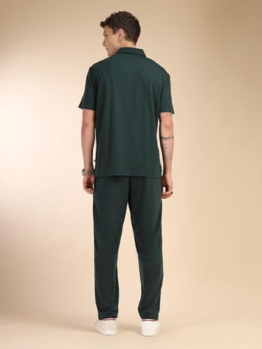 Image of Thomas Scott Men's | Relaxed Fit | Solid | 100% Polyester | Co-Ord Set With Short Sleeves & Spread Collar