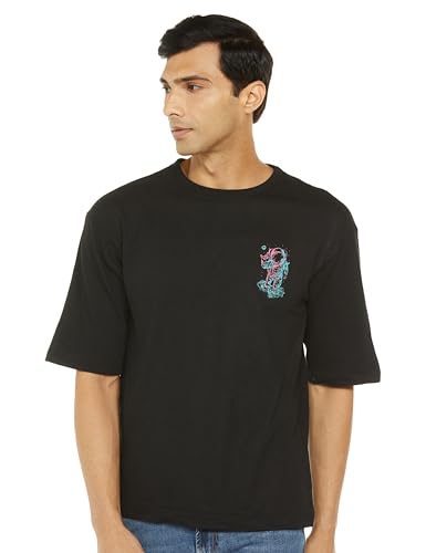 Image of Noble Monk Men's Round Neck Half Sleeve Oversized Printed Tshirt