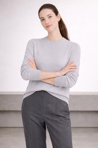 Image of Cashmeren Women's Basic Crewneck Sweater 100% Pure Cashmere Long Sleeve Round Neck Pullover
