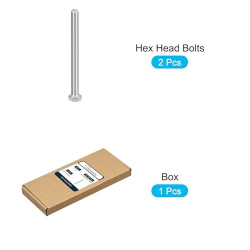 Image of METALLIXITY Hex Bolts (M14-2x160mm) 2Pcs, 304 Stainless Steel Coarse Fully Threaded Hex Head Screw Bolt Machine Screws - for Furniture Repair, Silver