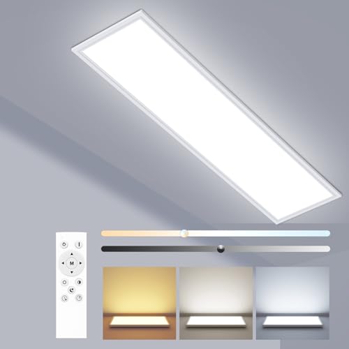 zemty LED Panel Deckenleuchte 100x25 cm, 30W 3300LM Deckenlampe Flach mit Fernbedienung Dimmbar, 3000-6500K Tageslichtlampe Decke Lang für Küche Schlafzimmer Wohnzimmer zemty LED Panel Deckenleuchte 100x25 cm, 30W 3300LM Deckenlampe Flach mit Fernbedienung Dimmbar, 3000-6500K Tageslichtlampe Decke Lang für Küche Schlafzimmer Wohnzimmer