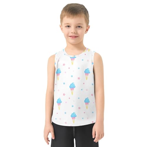 J JOYSAY Icecream Star Shape White Boys Tank Top Sleeveless Muscle Shirts Quick Dry Kids T-Shirts 3-15T2