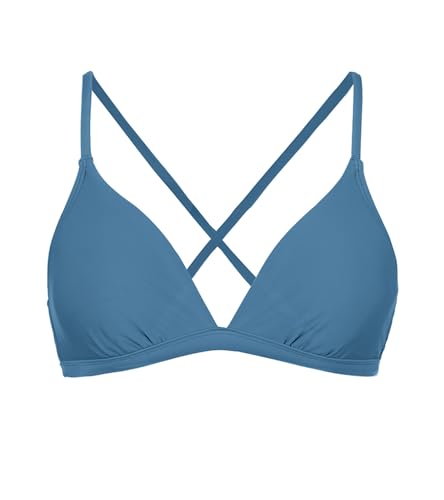 Image of CUPSHE Women's Bikini Top V Neck Triangle Swim Top Crisscross Back Tie | Swim Top Separate, Removable Soft Cups, Adjustable Straps, Customizable Fit, Mix and Match Style, Beach Vacation