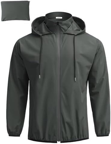 COOFANDY Men's Light Rain Jacket Packable Waterproof Raincoat Windbreaker
