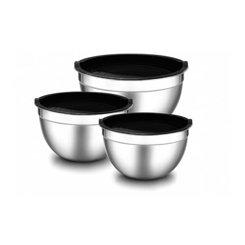 Kit 3 Conjunto de Bowls Tigelas de Inox com Tampa