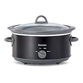 Kenmore 5 Quart Slow Cooker - Mini Crock Pot With Glass Lid, Stainless Steel Electric Cookers, Warm Rice & Sous Vide Stew, Soup, Lunch, Dishwaher Safe Non-Stick Ceramic Insert, 5 Lb Chicken 3 Lb Roast