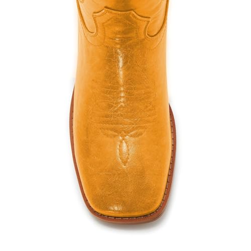 Image of Cowgirl Boots Square Toe Cowboy Boots For Women Ladies Mid Calf Low Heel Flat