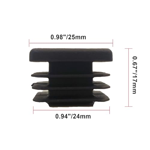 Image of 32 Pcs 1 inch Square Tubing End Caps, Plastic End Caps Insert Finishing Plug for Chair Legs, Pipe Post, Table Legs (Black, 25x25mm)