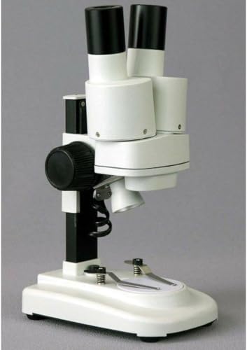 Image of AMSCOPE-Kids SE100X Portable Binocular Stereo Microscope, WF5X and WF10x Eyepieces, 10X and 20X Magnification, 2X Objective, Tungsten Light Source, Reversible Black /White Stage Plate, Battery-Powered
