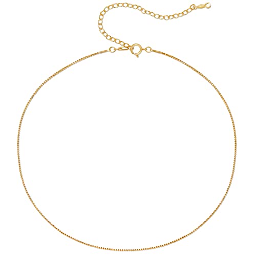 BENIQUE Dainty Thin Chain Choker Necklace for Women - 925 Sterlin...