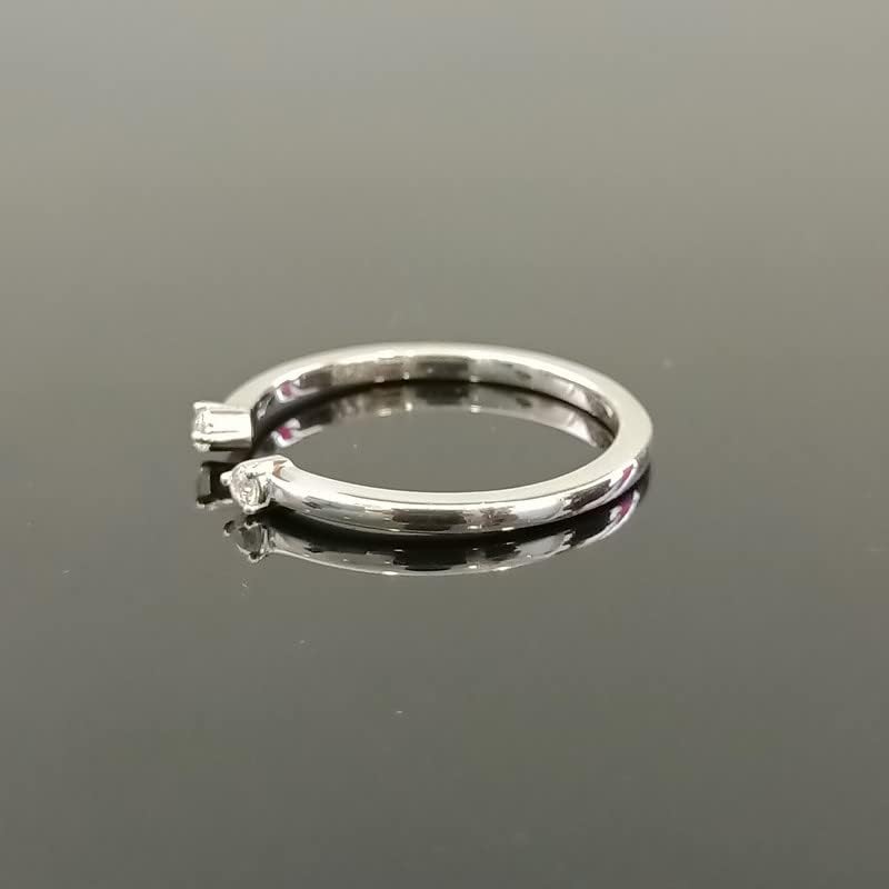 Round Cut White Diamond Open Matching Wedding Band for Women, 14K Gold Finish Ladies Diamond Minimal Two Stone Matching Band