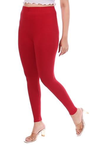 Image of TPF Women Solid Cotton Lycra Stretchable Leggings | Comfortable Ankle-Length Slim Fit Leggings for Women & Girls | Soft, Breathable Wear Bottoms