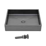 Black Vessel Sink Stainless Steel - Fulorni 19'x15' Bathroom Vessel Sink Gunmetal Black 16 Gauge Nano Titanium Plating Above Counter Rectangle Vanity Lavatory Bath Sink Basin