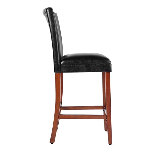 Image of HomePop Counter Stool, 29-Inch, Black Faux Leather