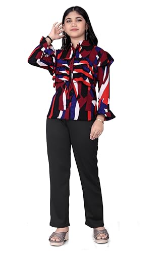 Image of Girls /Kids Printed Floral Designer Top and Palazzo Set Crop Top and Palazzo Set Printed /Fancy Palazzo and top Set for Girls with tie in Waist