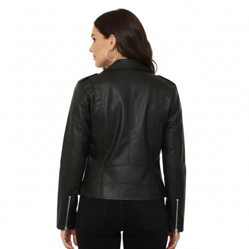 Image of Women Leather Jacket Solid and Riding Biker trending Jacket