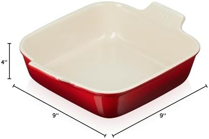 Le Creuset Stoneware Heritage Square Dish, 3 qt. (9"), Cerise - Thumbnail 5