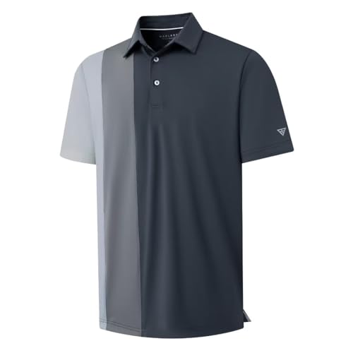M MAELREG Golf Shirts for Men Dry Fit Casual Collared Lightweight Moisture Wicking Mens Polo Shirts Short Sleeve Dark Grey