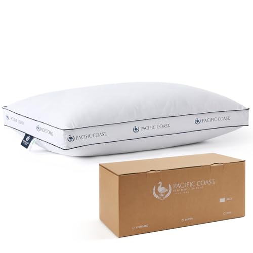Pacific Coast Firm Bed Pillow, Luxury Hotel Collection Goose Feather and Down Pillow for Sleeping...