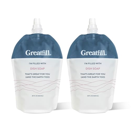Image of Dish Soap Refill, Grapefruit and Mandarin, All-Natural & Eco-Friendly Ingredients, Enriched with Essential Oils, Returnable Refill Pouch (28oz, Pack of 2)