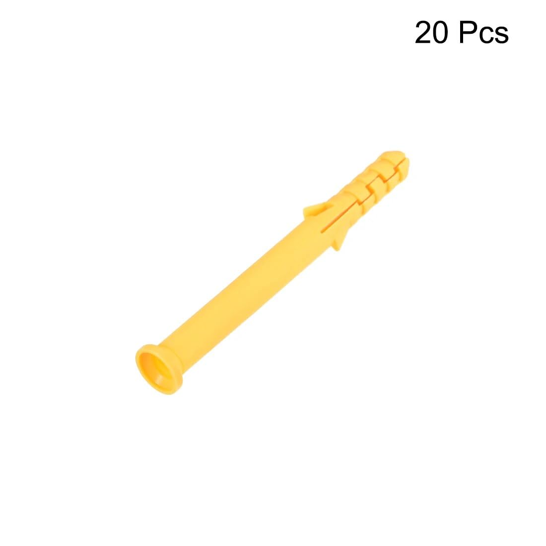 Tacos， Tubo de expansión de plástico de 20 Piezas de 10 mm x 100 mm for Columna de hormigón, Anclaje de Pared, Color Amarillo, for Uso doméstico y de jardín.