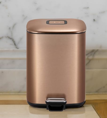 Image of Obsessions Fingerprint Resistant Step Dustbin with Liner, 6 Litres, Bronze Copper