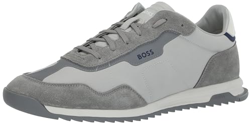 Image of BOSS Men's Zayn Low Profile Suede Leather Two Tone Sneaker