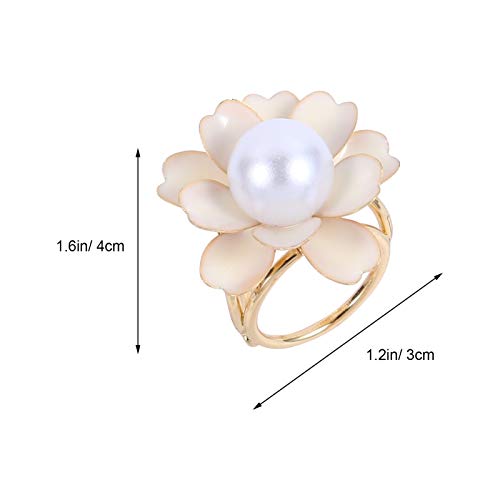 ABOOFAN 4Pcs Lenços Fivela Três Anéis Flor Pérola Lenço Anel Fivela Clipe Xale Porta-Fivela Pino Bro