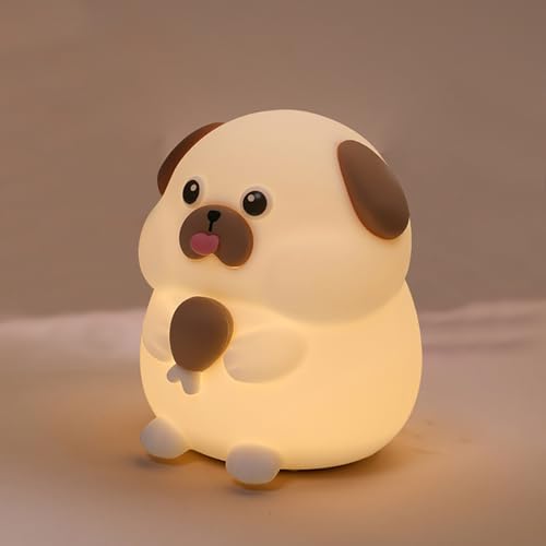 Image of S NMT Cute Dog Silicone Night Light 7 Colors Changeable 3 Brightness Rechargeable Timing Sleeping Lamp Kawaii Cordless Night Lights for Kids Room Decor