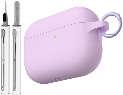 Veirrw for AirPods Pro 3 Case with Cleaner Kit,Soft Liquid Silicone Full Protective Case for AirPods Pro 3rd Generation for Women Men, AirPod pro 3 case Accessories with Keychain (Light Lilac)