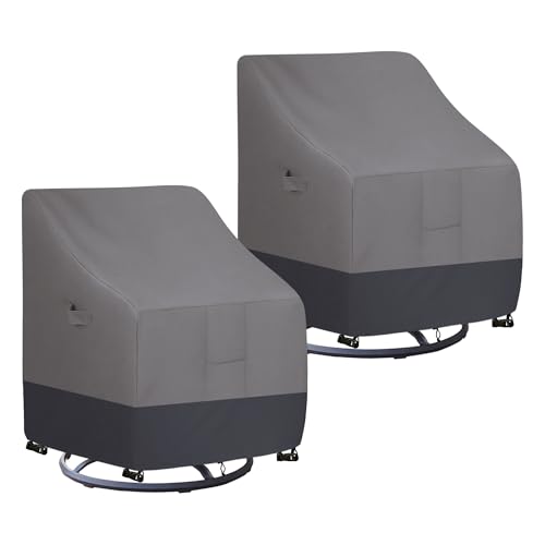 Easy-Going Outdoor Swivel Chair Cover Waterproof Heavy Duty Patio Chair Cover Windproof Outdoor Furniture Cover with Air Vent (2 Pack-30Wx34Dx38.5H inch Gray/Dark Gray)
