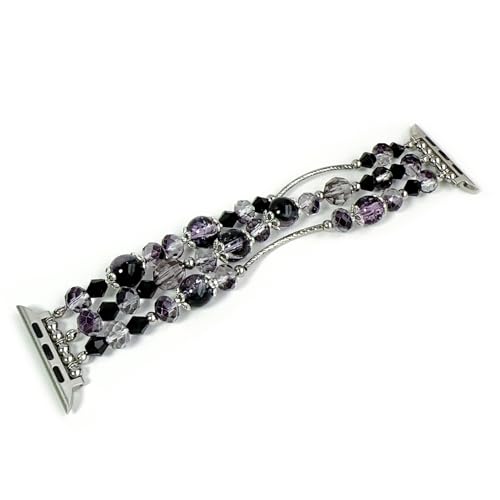 Bracelet Compatible avec Apple Watch, 38mm 40mm 41mm, Série 10 9 8 7 6 5 4 3 2 1, SE Ultra, Bracelet en métal avec perles de cristal en forme de flèche (NOIR, 38/40/41/42(S10))