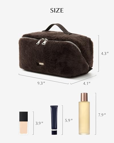 Image of EACHY Travel Makeup Bag, Large Capacity Cosmetic Bag for Women, Waterproof PU Leather, Flat Open Portable Toiletry Bag for Skincare, Brushes & Travel Essentials