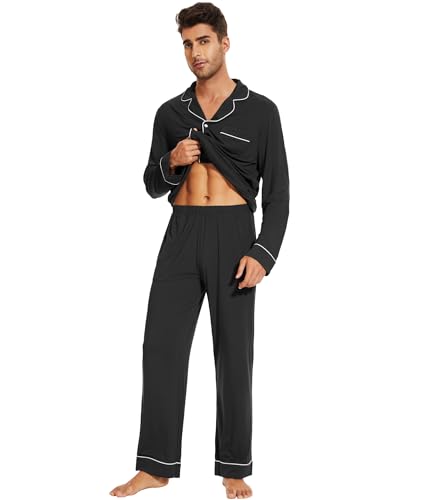 WiWi Men's Pajama Set Soft Sleepwear Button Down Pajamas Sets Classic Notch Collar Loungewear Viscose from Bamboo Pjs S-XXL3
