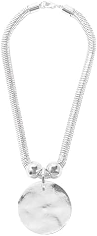 XILAZAB Silver Hammered Metal Statement Necklace Set with Lobster Clasp Closure, Disc Coin Necklace Circle Necklace Chunky Necklaces for Women New Unique Trendy Jewelry Valentines Day Gift