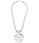 Amazon.com: XILAZAB Silver Hammered Metal Statement Necklace Set