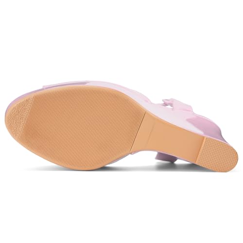 Image of Women's Dressy Platform Wedge Sandals Gold Wedges Peep Toe Patent High Heels Slingback Heeled Comfortable Ankle Strap Shoes