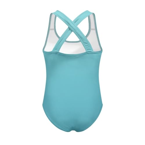 Image of WELLFLYHOM Girls Swimsuit 5-14 Cross Back Swimwear Full Coverage One Piece Bathing Suit Sleeveless Beachwear