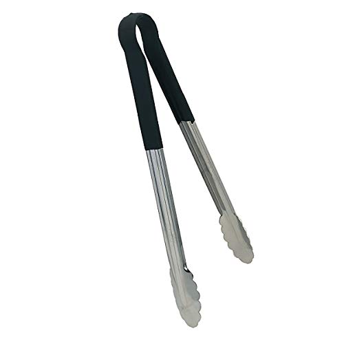 Update International TOPP-12 Stainless Steel Black Spring Tongs 12", PVC Which Does Not Include DEHP (di-Ethyl Hexyl Phthalate)