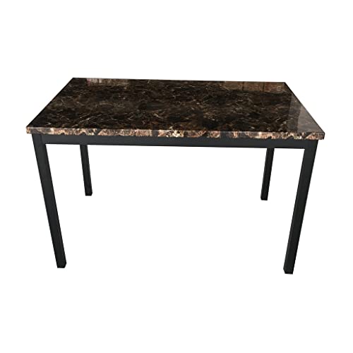 Lhllhl Furniture 5 Piece Metal Dining Set Includes 1 Faux Marble Top Dining Table + 4 Black Dining Chair Seats #TOP3