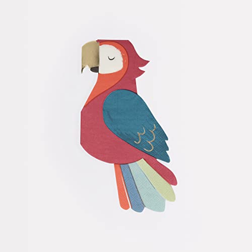 Meri Meri Parrot Napkins (Pack of 16), Thick & Absorbent 3-Ply Paper Napkins, Disposable