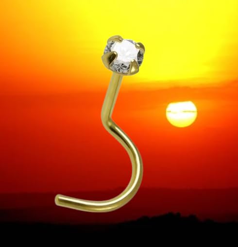 Body Piercing I Nose Pin I Echtgold 750 mit echtem Diamanten I Maße: 0,6 x 6 x 1,4 mm I Die Echtheit des nebenstehend beschriebenen Artikels wird hiermit garantiert I POLI-45061-6 I